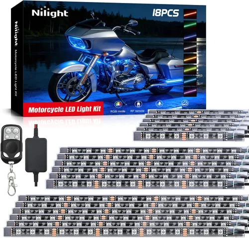 Miniatura 12 de Nilight - TL-35 Kit de luces LED RGB para motocicleta, 12 piezas, impermeable, multicolor, lámpara de luces de atmósfera con controles remotos