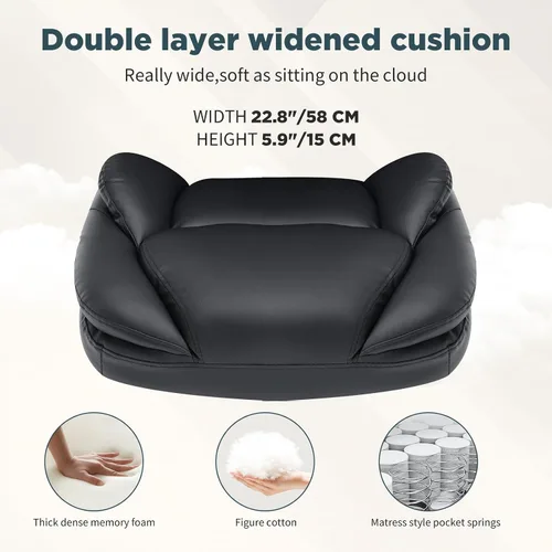 Miniatura 7 de Silla ergonómica de escritorio de oficina con brazos abatibles de apoyo trasero, cómoda silla de oficina ejecutiva, color negro