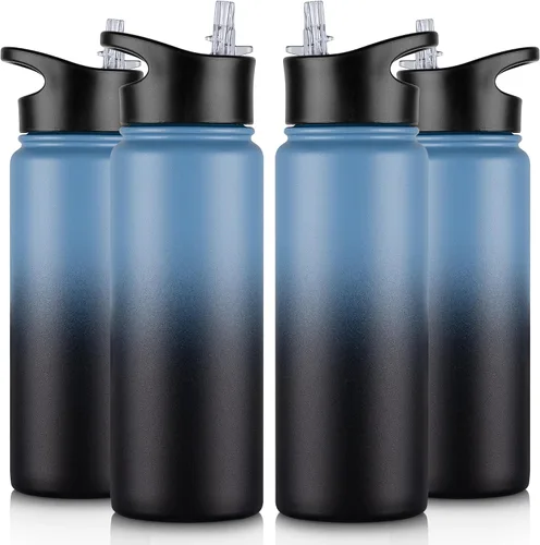 Miniatura 86 de Botella de agua aislada de 64 onzas con tapas de pajita y boquilla, jarra de agua de acero inoxidable de medio galón con mango de paracord, vacío