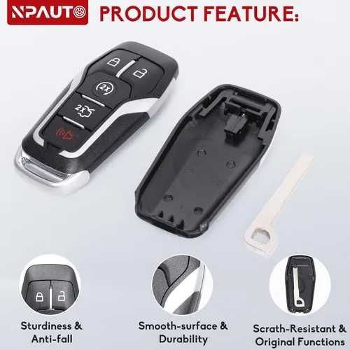 Miniatura 4 de NPAUTO Funda de repuesto para llavero Ford F150 F250 F350 Fusion Explorer Edge Mustang Lincoln MKX MKZ MKC 2013-2017 Control remoto de entrada sin