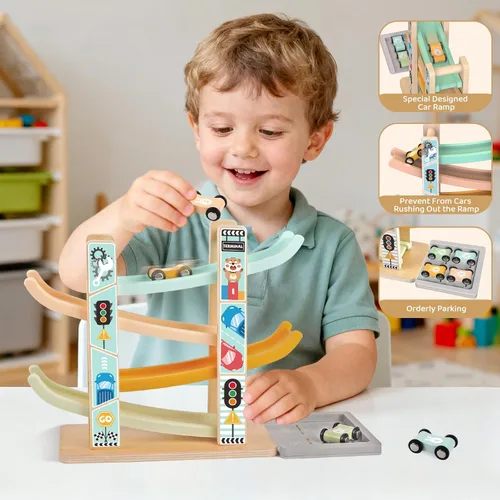 Miniatura 4 de Juguetes Montessori de madera para niños de 1 año, juguetes de clasificación y apilamiento, juguete de martilleo con xilófono y juego de pesca