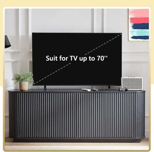 Miniatura 7 de Aparador de 64 pulgadas, soporte de madera para centro de entretenimiento moderno, consola multimedia con 4 gabinetes para almacenamiento, soportes