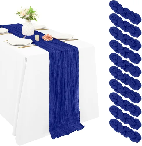 Miniatura 52 de 10 piezas de camino de mesa de estopilla en azul bebé 10 pies, camino de mesa de gasa para recepción de boda, despedida de soltera, fiesta