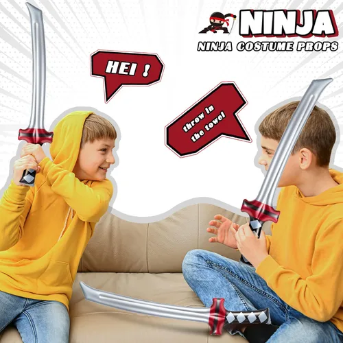 Miniatura 5 de Deekin - 12 espadas inflables ninja, paquetes de recuerdos de fiesta, katana samurái, juguete inflable, accesorios de disfraz para niños y niñas
