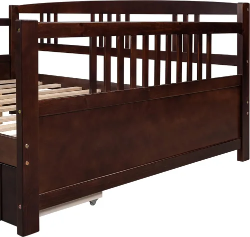 Miniatura 4 de Bellemave Sofá cama de tamaño matrimonial, sofá cama matrimonial con almacenamiento, sofá cama de madera con cajones, marco de sofá cama completo