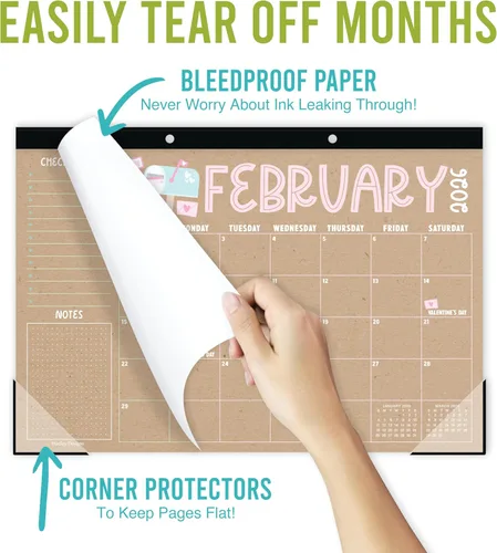 Miniatura 6 de Hadley Designs Calendario de escritorio grande 2026-2027 – Calendario de escritorio 2026, calendarios de escritorio de 18 meses para el hogar
