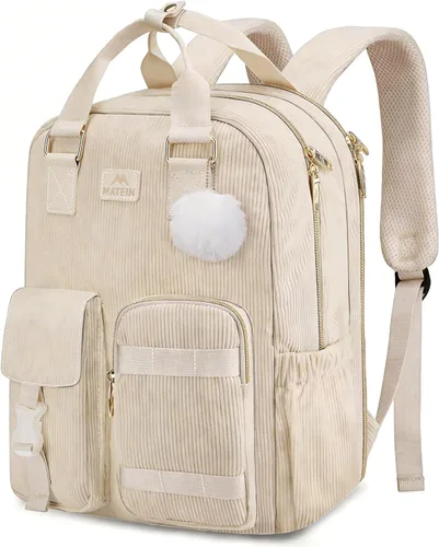Miniatura 8 de MATEIN TSA - Mochila para adolescentes y niñas, de 15.6 pulgadas, bonita mochila de pana para laptop, estética, universidad, escuela, mochila