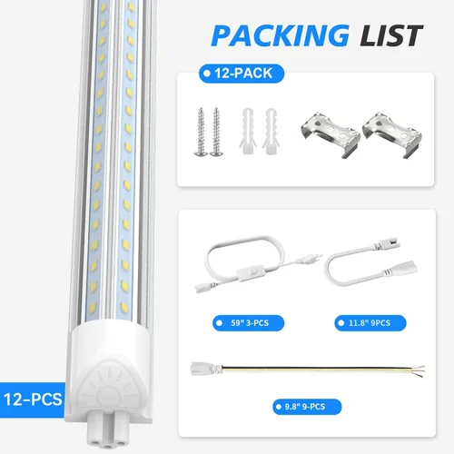 Miniatura 4 de SHOPLED Luz LED de tienda de 8 pies, 100 W, 15000 lúmenes, 5000 K, luz blanca, en forma de V, tubo LED T8, luces LED de tienda de 8 pies