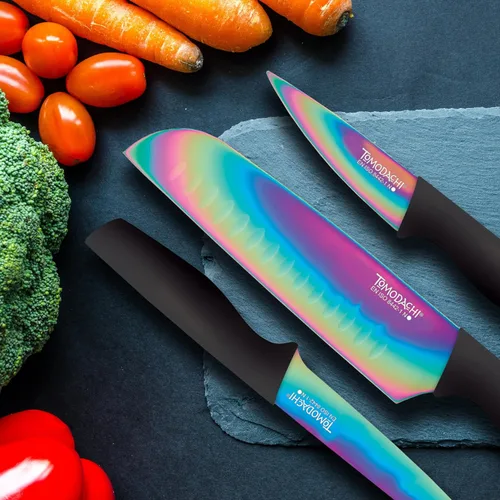 Miniatura 4 de Hampton Forge HMC01A656D Rainbow Titanium - Juego de cubiertos de 12 piezas - Multi Negro