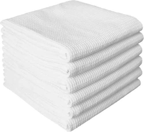 Miniatura 24 de QUILTINA Kitchen Dish Cloths 6 Pack, 12 x 12 Inches, 103% Cotton Waffle Weave Dish Towels, Super Absorbent Quick Drying, Beige