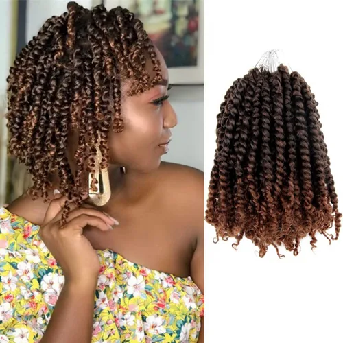 Miniatura 91 de BOHOBABE Cabello de Ganchillo Pre-retorcido Passion Twist de 14 Pulgadas Cabello Corto Ombré Gris Pre-enrollado de Ganchillo Passion Twist para Gris