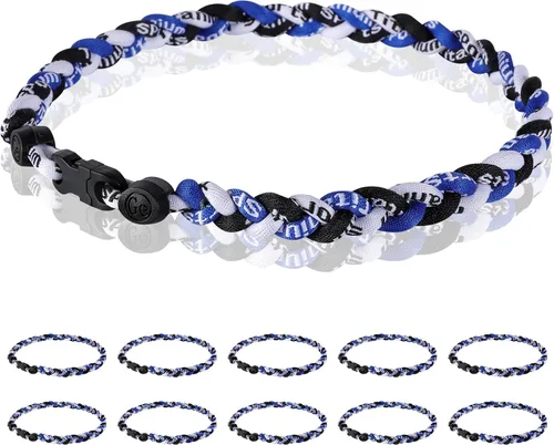 Paquete de 12 Collares de Béisbol de 18 Pulgadas, Regalo de Equipo para Fanáticos de Béisbol, Diseño de Cuerda Tornado de Titanio Triple Trenzado,