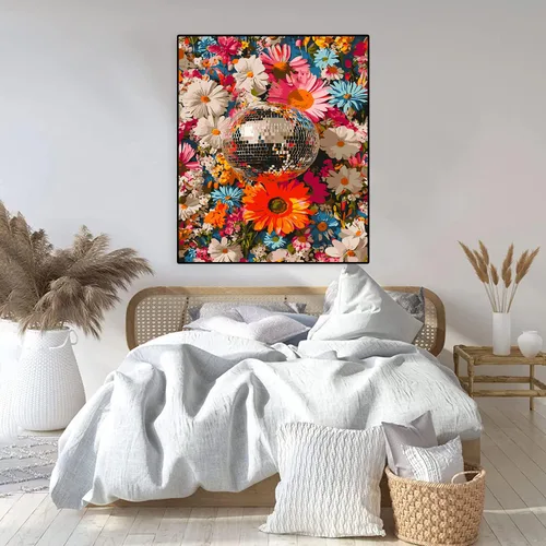Miniatura 3 de Pintura de bolas de flores por números para adultos, kit de pintura por números para adultos, paquete de pintura por números para principiantes