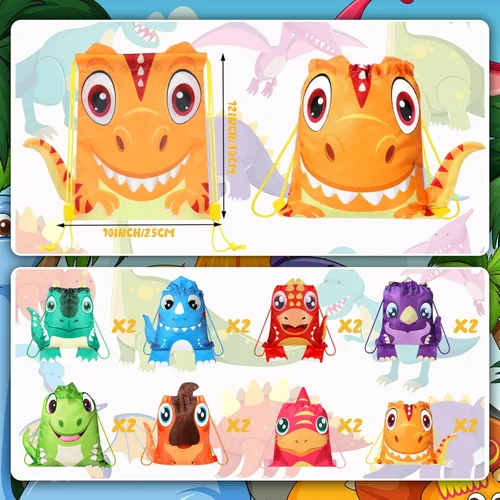 Miniatura 2 de Hillban 16 Piezas Bolsas con Cordón de Animales para Favores de Fiesta Infantil Mochila con Cordón con Oreja para Cumpleaños Safari