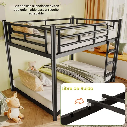 Miniatura 6 de erosoei Litera de metal, literas de tamaño matrimonial sobre tamaño matrimonial con escalera ancha extraíble y barandillas de longitud completa