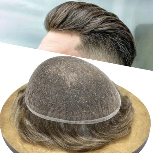 Miniatura 26 de PUNRU HAIR Completo Swiss Lace Toupee para hombres Sistema de cabello humano real Sistema de reemplazo de cabello humano para hombre Toupee