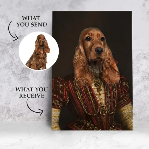 Miniatura 2 de Pintura personalizada para retratos de mascotas de perros y gatos, estilo renacentista sobre lienzo, retrato real de mascotas a partir de la foto