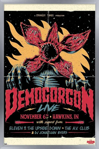 Miniatura 11 de Netflix Stranger Things - Póster de pared en vivo Demogorgon, 22.4 pulgadas de largo x 14.7 pulgadas de ancho, versión enmarcada de madera de granero