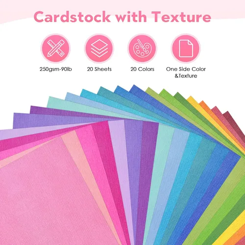 Miniatura 3 de 20 hojas de cartulina arcoíris colorida texturizada, papel de colores surtidos de 250 gsm, impresa de un solo lado, cartulina gruesa para hacer
