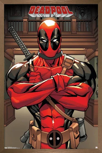 Miniatura 9 de Trends International Marvel Comics Deadpool - Póster de pared de postura, 14.725 x 22.375 pulgadas, versión enmarcada de madera de granero