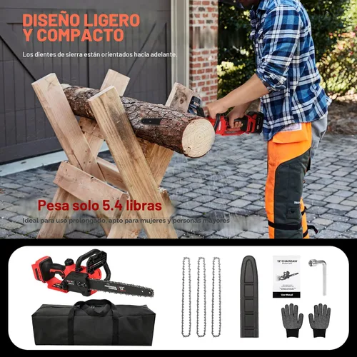 Miniatura 7 de Motosierra eléctrica sin escobillas de 12 pulgadas, herramienta inalámbrica solo para batería Milwaukee M18 de 18 V con engrasador automático