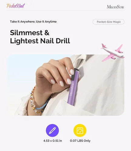 Miniatura 2 de MelodySusie PocketNail - Taladro de uñas USB delgado ergonómico en forma de bolígrafo, PC100G 20000 RPM, lima eléctrica portátil para todas