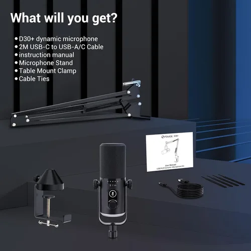 Miniatura 6 de FDUCE - Kit de micrófono de juego USB/XLR, micrófono dinámico para PC con RGB para podcasting y transmisión, kit de micrófono de computadora RGB