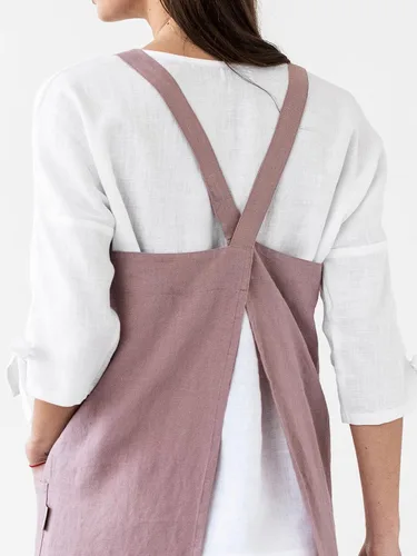 Miniatura 2 de MagicLinen 100% Linen Apron - Japanese Cross Back Apron with Pockets for Women and Men - Pinafore