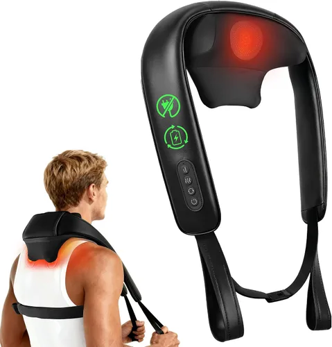 Miniatura 10 de COMFIER Masajeador de cuello inalámbrico con calor FSA, 4D Shiatsu profundo amasamiento para cuello y hombros, almohada de masaje de calefacción