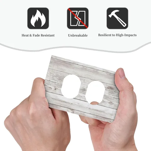 Miniatura 1202 de Placa Decorativa de Pared de Granja Rústica con Cuerno de Madera para Puerta de Granero 1 Banda Duplex Cubiertas de Toma Eléctrica Soltera