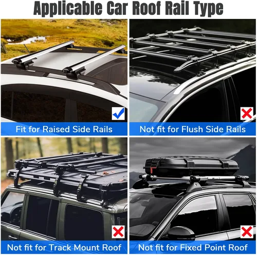 Miniatura 2 de Yescom Portaequipajes universales de aluminio de 50 pulgadas, barra de riel transversal de carga para equipaje, abrazadera ajustable para SUV
