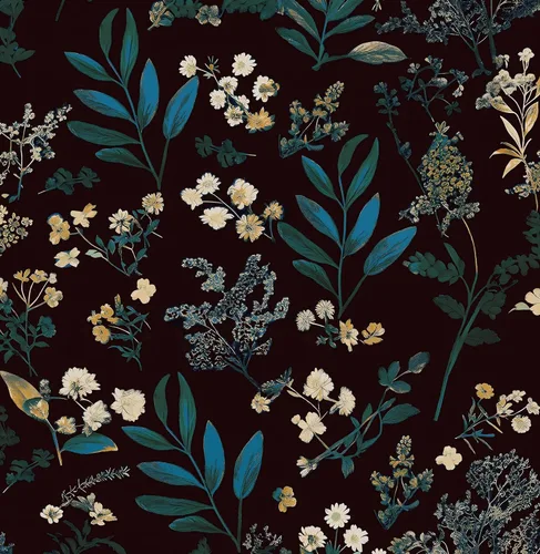Miniatura 25 de Laatse Papel Tapiz de Hoja Azul/Dorada Despegar y Pegar Papel Tapiz Vintage Floral Oscuro Impermeable Autoadhesivo Removible Boho Papel de Pared