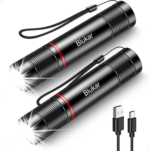 Miniatura 10 de Blukar Linterna recargable, linterna de alto lúmenes, linterna LED pequeña súper brillante - Con zoom, brillo ajustable, de larga duración