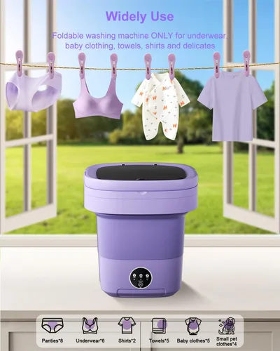 Miniatura 7 de Lavadora portátil de 16 L, lavadora de ropa plegable con cesta giratoria y 3 modos, mini lavadora para ropa interior, calcetines, ropa de bebé