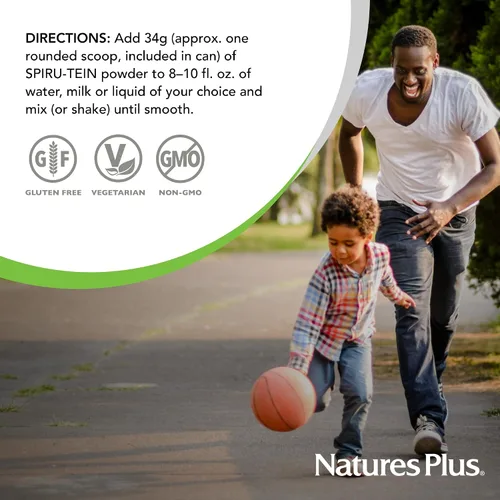 Miniatura 6 de NaturesPlus SPIRU-TEIN Plus, Vainilla, 1.20 libras, proteína en polvo a base de plantas con D3, biotina para adultos mayores de 50 años, vitaminas