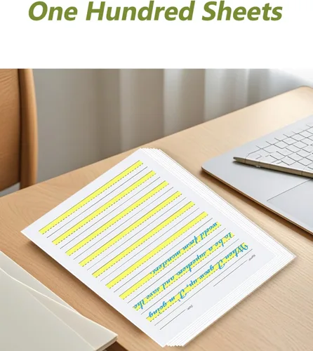 Miniatura 4 de Write - Papel para principiantes nivel 1, papel de escritura con líneas y resaltados amarillos, papel de escritura para niños, papel de 3.53 oz/m²