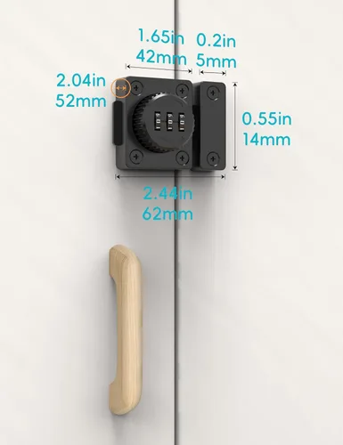 Miniatura 2 de Pestillo combinado para armario, cerradura de cajón sin llave, fácil de instalar, adecuado para gabinete de cocina, cajón de oficina, muebles