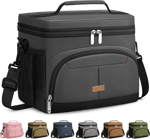 Miniatura 8 de Caja de almuerzo Pritent para hombre y mujer, bolsa de almuerzo aislada, bolsa refrigerante a prueba de fugas, bolsas de almuerzo con asa extraíble