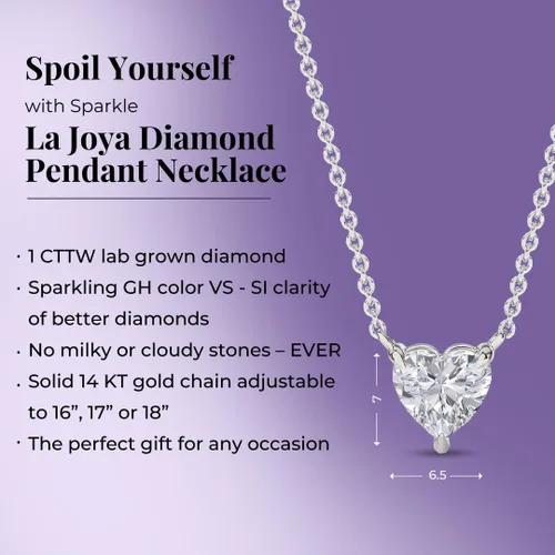 Miniatura 20 de La Joya Collares de diamantes de 1 quilate para mujer Collar de diamante solitario cultivado en laboratorio GH VS/SI Cadena de oro macizo