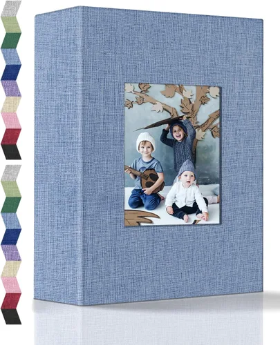 Miniatura 27 de Álbum de fotos popotop 4x6 - 100 fotos, libros de fotos con 100 bolsillos verticales, álbumes con cubierta de lino para fotos familiares, de boda