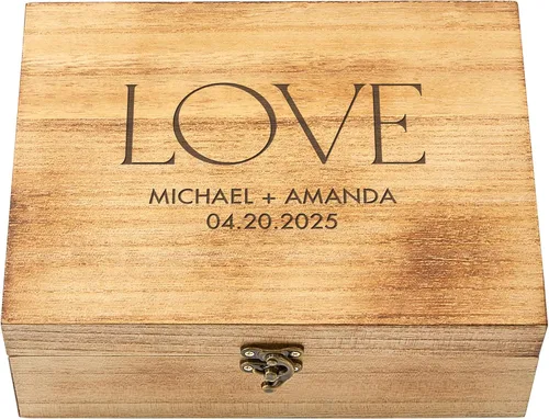 Miniatura 17 de Let's Make Memories Caja de recuerdos de madera personalizada con tapa con bisagras, caja de recuerdos de madera, almacenamiento decorativo