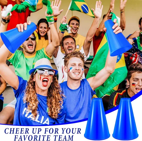 Miniatura 5 de Woanger 24 piezas de megáfono de animación para fiestas de animaciones deportivas, megáfono de plástico para actividades de partidos deportivos Azul
