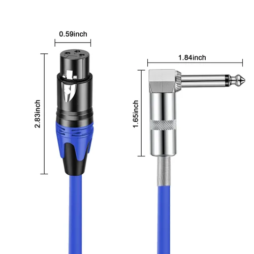 Miniatura 2 de (2 unidades/1.5 pies) XLR hembra a 1/4 TS ángulo recto, cable de micrófono hembra de 1/4 TS a XLR hembra, para mezclador de micrófono, instrumentos