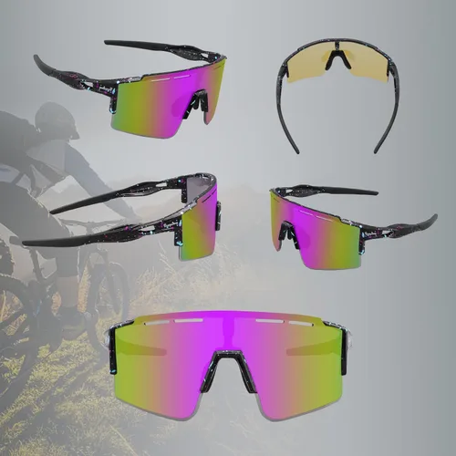 Miniatura 5 de BangLong Gafas de sol de ciclismo polarizadas deportivas para hombres y mujeres con 3 lentes intercambiables para correr gafas de béisbol