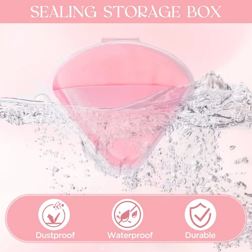 Miniatura 4 de Juego de 6 estuches para soplo de polvo, soporte para licuadora de belleza de viaje, caja de almacenamiento de soplo de polvo triangular portátil