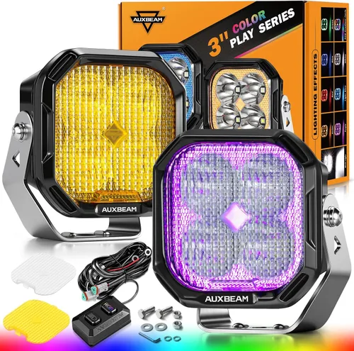 Miniatura 10 de Auxbeam Luces LED RGB en Cápsula de 3 Pulgadas, 7 Retroiluminación de Ciclo de Gradiente Dinámico, Combo Spot Flood de 116W, Luz de Conducción