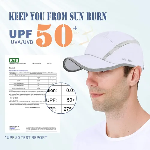 Miniatura 14 de ELLEWIN Gorra de béisbol unisex UPF 50 sin estructura, con pico grande y plegable