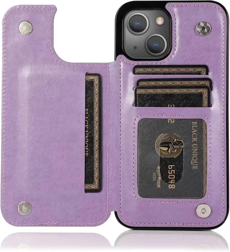 Miniatura 4 de Funda compatible con iPhone 15 Plus de 6.7 pulgadas con protector de pantalla de vidrio templado y tarjetero con soporte para tarjetero, funda