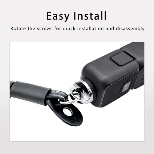 Miniatura 6 de Correa de mano de cuero para DJI OSMO Pocket 3 Accesorios de cámara con 1/4 tornillo pulsera de mano, Marrón