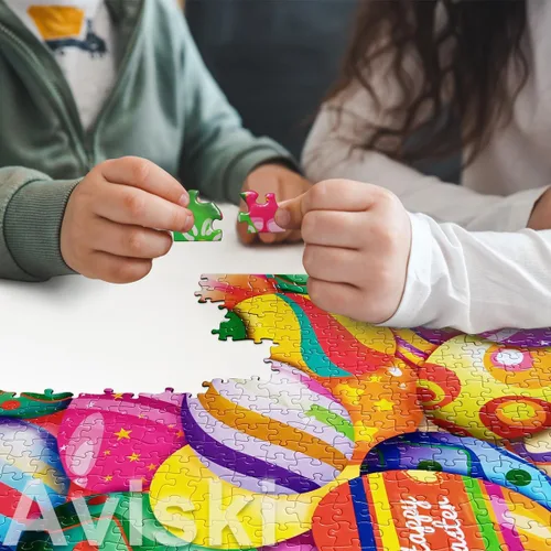 Miniatura 4 de Rompecabezas de Pascua con póster de referencia 1:1, rompecabezas festivos para adultos y niños - 500 piezas, juegos educativos con huevos